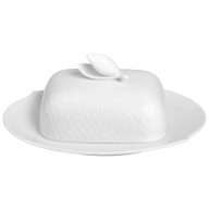 Butter Dish, Shape "Waves Relief", white, L 22 cm