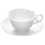 Tea cup & saucer, Shape "Waves Relief", white, V 0,15 l