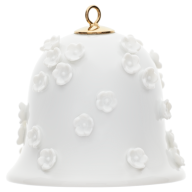 Baumschmuck Miniatur-Glocke, Schneeballblüten, Weiß, H 5,5 cm