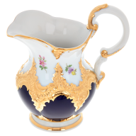 Cream Jug, Shape "B-Form", strewn flowers, royal blue ground, bronze coloured, V 0,18 l