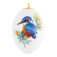 Osterei, Vogel- und Insektenmalerei, leicht, bunt, weißer Rand, H 5 cm