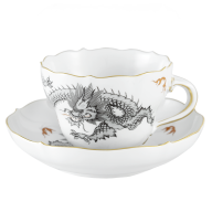Cappuccino cup & saucer, Shape "New Cutout", Ming dragon, black, V 0,25 l