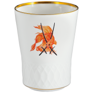 Champagnerbecher, Schwerterrelief, Kampffisch, H 10,5 cm