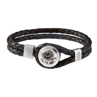 Lederarmband "The Original" schwarz, geflochten, 925 Sterlingsilber