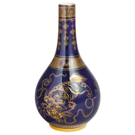 Chinesische Wasserflasche Fo-Hunde auf kobaltblauem Grund, Limitierte Meisterwerke, H 24,5 cm