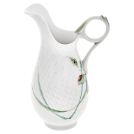 Cream Jug, large, Shape "Waves Relief", Woodland flora with insects, white rim, V 0,3 l