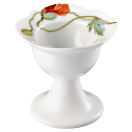 Egg Cup, Shape "Waves Relief", Wild poppy, red, white rim, H 7 cm