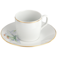 Espresso cup & saucer, Shape "MEISSEN® Cosmopolitan", "Giant Bloom", Lily, gold rim, V 0,05 l