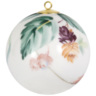 Baumschmuck Kugel, Waldflora mit Insekten, Schwarzerle, weißer Rand, Ø 5 cm