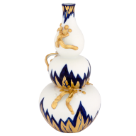 Flakon "Blaue Blätter mit Asthenkel 2", Unikat, Gudrun Gaube, H 30 cm