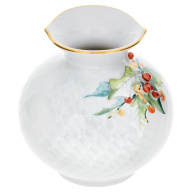 Vase mit Belag, Stechpalme, bunt und gold staffiert, H 9 cm