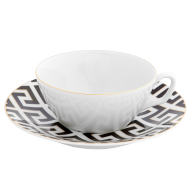 Tea cup & saucer, Shape "MEISSEN® Cosmopolitan", Royal Palace, black with golden contour, white rim, V 0,2 l