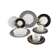 Starter set, 14-pcs for 2 persons, Shape "MEISSEN® Cosmopolitan", "Golden Bamboo", black