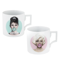 Big Mug set, 2-pcs, "Legends blowing Bubbles - Collection" by Michael Moebius, Marilyn
