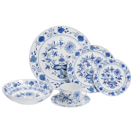 Starter set, 6-pcs for 1 person, Shape "No 41", Blue Onion, white rim