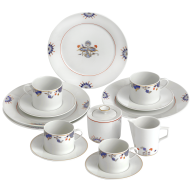 Coffee set, 14-pcs for 4 persons, Noble Blue, rim of onion elements