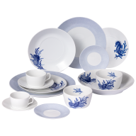 Starter set, 14-pcs for 2 persons, Shape "MEISSEN® Cosmopolitan", Blue Treasures & Mesh Blue