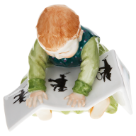 Child sitting with book, Coloured, without gold, H 10 cm