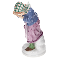 Girl, defensive, Coloured, without gold, H 13 cm