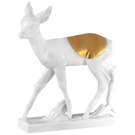Roe deer, handpainted in Gold, H 12,5 cm