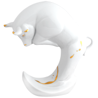 Chinesisches Tierkreiszeichen Büffel, Gold staffiert, H 13 cm