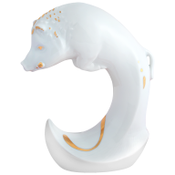 Chinesisches Tierkreiszeichen Schwein, Gold staffiert, H 12,5 cm