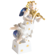 Angel with violin, Coloured with gold, H 9,5 cm