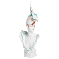 Büste, weiblich mit Hut und Papagei, H 64,5 cm