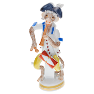 Affenmusiker Kleinpl/Trommel, Blau und Rot staffiert, H 11,5 cm