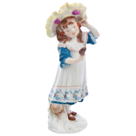 Figurine of a "Girl with cherries and mirror", H 17,5 cm