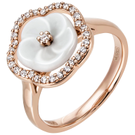 Ring Royal Blossom Frame, 750 Roségold, 1 Porzellanblüte S , 31 Diamanten zus. ca. 0,25 ct, TW, VSI, Vollschliff Gut