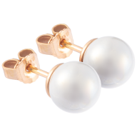 Ohrstecker Pearl Collection Pure White, 750 Roségold, 2 Porzellanperlen je 8mm