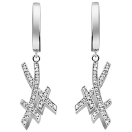 Klappcreole Swords Pavé, 750 Weißgold, 70 Brillanten ca. 0,34 ct, TW, VSI, Vollschliff Gut