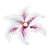 Brosche Bloom Collection, 925 Silber rosé vergoldet mit einer geöffneten Blüte aus Porzellan in Purpur staffiert