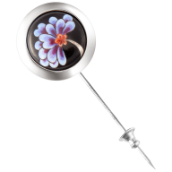 Reversnadel Indische Blüte blau, 925 Sterlingsilber