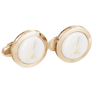 Manschettenknöpfe Markenzeichen Schwerter in Gold, 925 Silber vergoldet, 2,2 x 4 cm