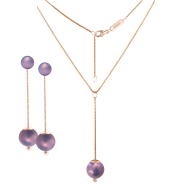 Set Pearl Collection Lilac, Ohrringe & Collier 63 cm, 750 Roségold