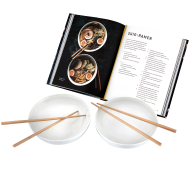 Ramen-Set, 7-tlg. für 2 Personen, Wellenspiel Relief, Weiß