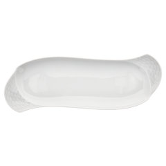 Schale, groß, Form "Wellenspiel Relief", Weiß, L 25,5 cm