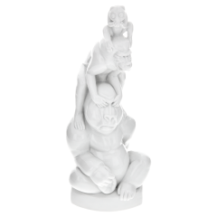 Affengruppe Drei Affen, klein, Weiß, H 22 cm