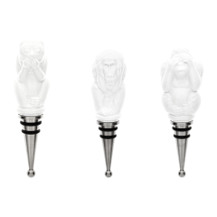 Flaschenverschluss-Set, 3-tlg., Affen, Weiß