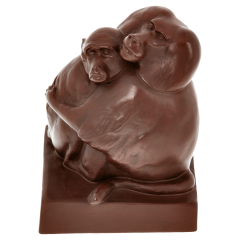 Affengruppe, Böttgersteinzeug, H 10,5 cm