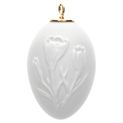 Osterei mit Relief, Krokuss, Weiß, Biskuit, H 5 cm