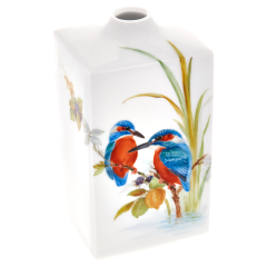 Vase, Form "MEISSEN® Cosmopolitan", Vogelmalerei, 2 Eisvögel auf Geäst am Wasser, H 15,5 cm