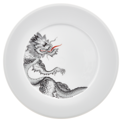 Vorspeise- und Dessertteller, Ming Dragon, schwarz, Form "Vitruv", Ø 22 cm