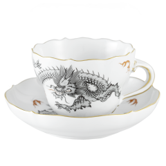 Cappuccinotasse, Form "Neuer Ausschnitt", Ming-Drache, schwarz, V 0,25 l