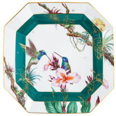 Schale "Kolibri und Orchideen", 28,5 x 28,5 cm