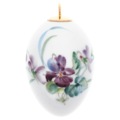 Osterei, Waldflora mit Insekten, Veilchen, H 5 cm