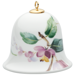 Miniatur-Glocke, Waldflora mit Insekten, Pfaffenhütchen, weißer Rand, H 5 cm