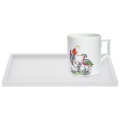 Homeoffice-Set, 2-tlg., Henkelbecher "Fancy Birds", Platte "MEISSEN® Cosmopolitan" Weiß